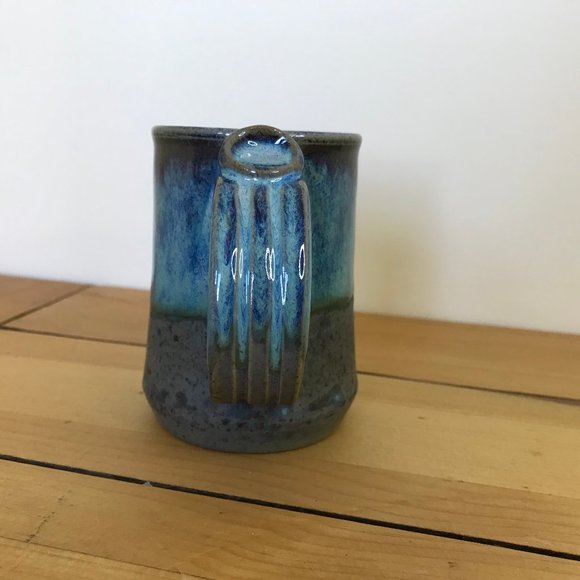 prAna Stoneware Pottery Mug Turquoise Aqua Drip Glaze 8oz Ceramic Tea Coffee Cup - Picture 3 of 6